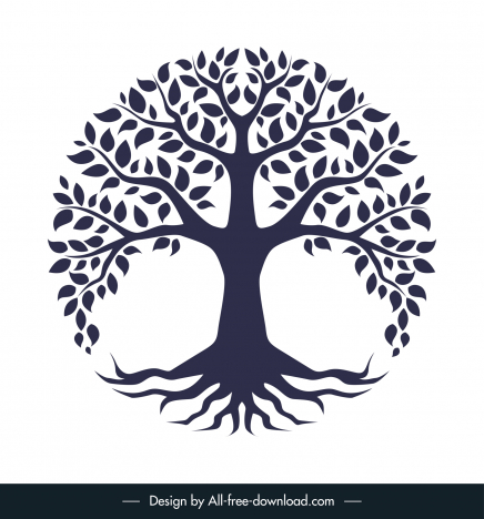 tree of life icon flat symmetric silhouette sketch