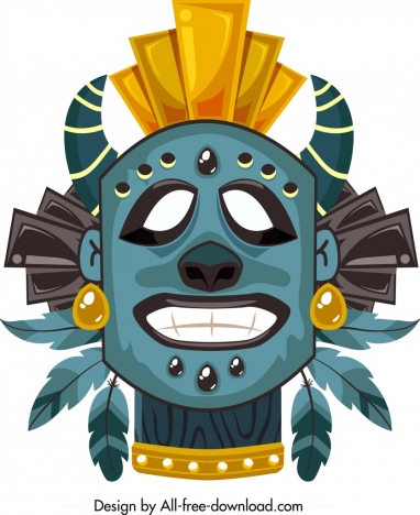 tribal mask template scary face decor colorful design