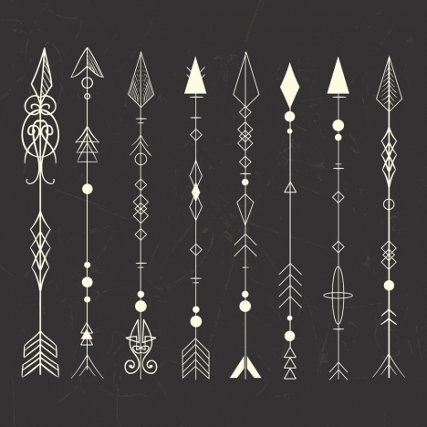 tribal tattoo design elements classical arrows icons