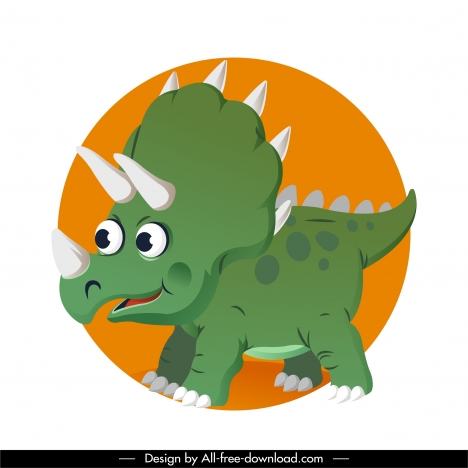 triceraptor dinosaur icon cute cartoon character sketch