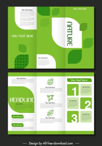 trifold brochure template elegant green bright decor