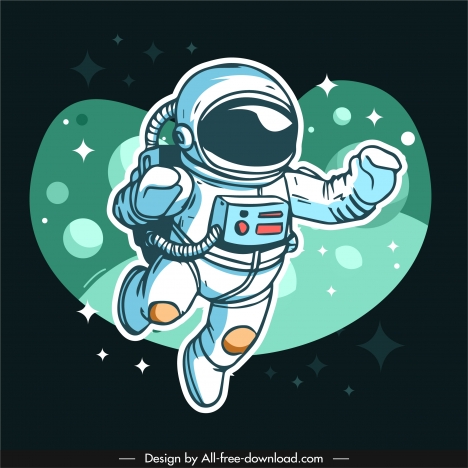 Universe astronaut background handdrawn cartoon sketch vectors stock in ...