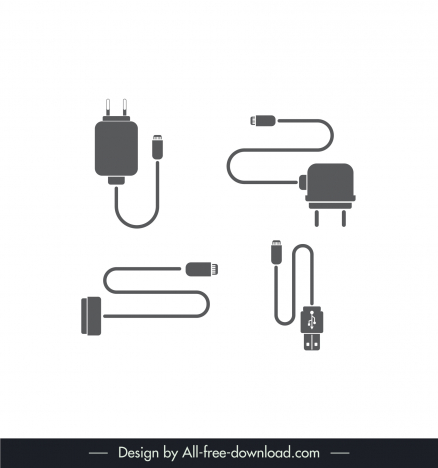 Vector Set Of Sketch Chargers For Mobile Phones On White Background  Клипарты SVG векторы и Набор Иллюстраций Без Оплаты Отчислений Image  63194360
