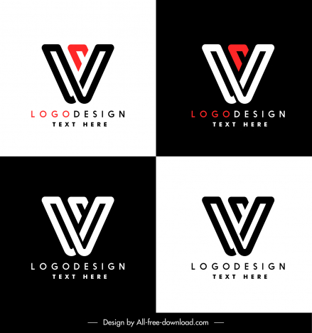 v logo flat contrasted templates