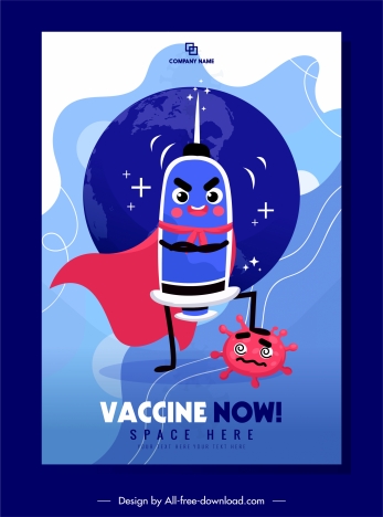 vaccination poster template funny stylized medical elements