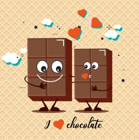 Valentine background cute stylized chocolate couple icon vectors stock in  format for free download 