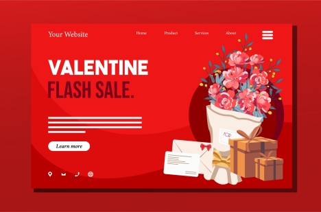 valentine sale webpage template classic flowers gifts decor