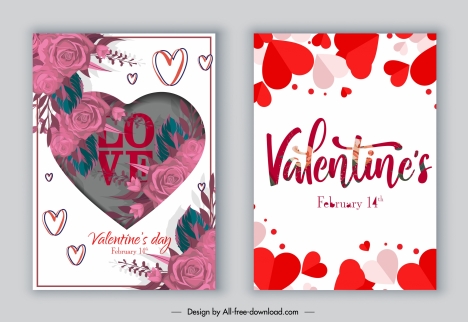 valentines card templates modern floral hearts decor