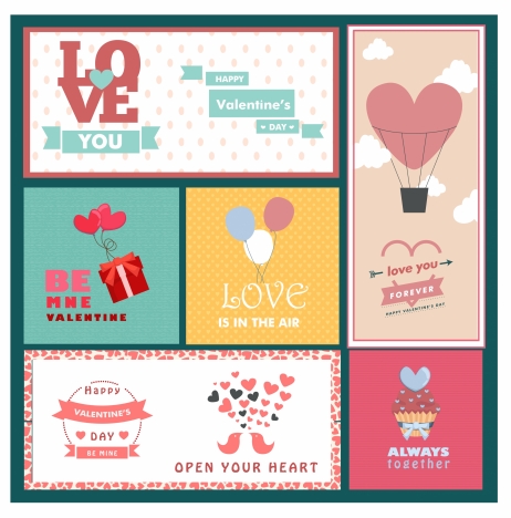 valentines card templates with heart and balloon decoration