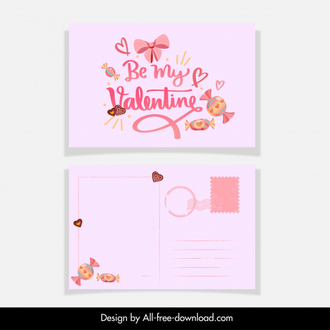valentines day postcard template classical dynamic candies hearts