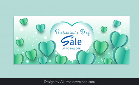 valentines day sale poster template dynamic 3d hearts decor