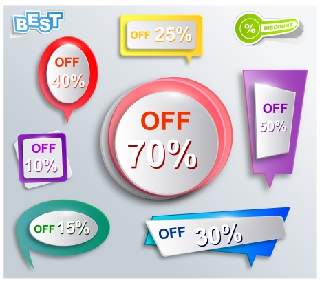 various shapes of 3d sales promotion icons