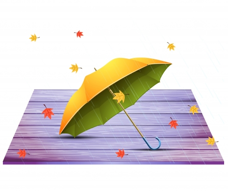 vector autumn background with yellow umbrella