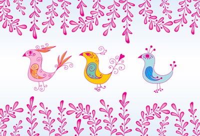 Vector illustration of colorful birds