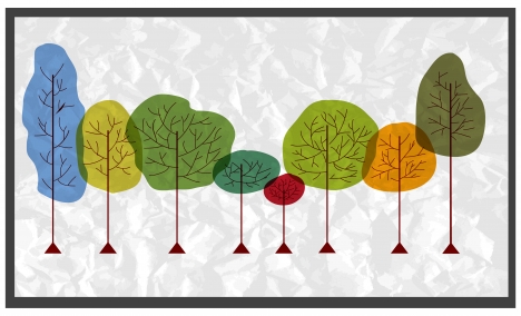 vector illustration of colorful hand drawn trees