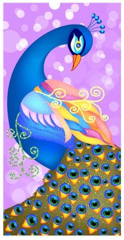 vector illustration of colorful peacock on bokeh background