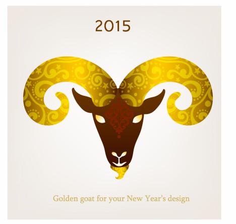 Vector illustration of goat, symbol of 2015.