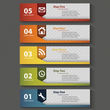vector illustration of steps infographic on horizontal banners