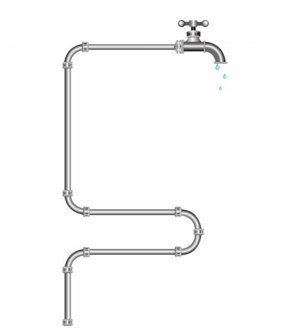 vector illustration of the faucet and pipes