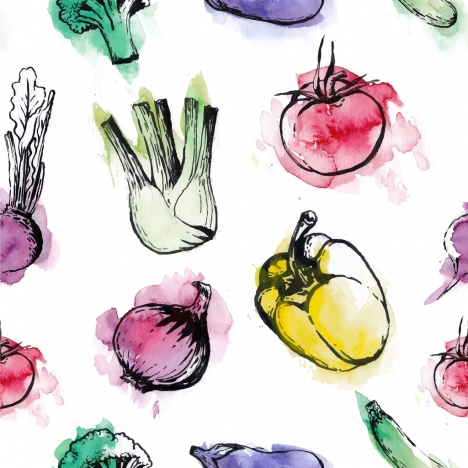 vegetables background watercolored grungy decor