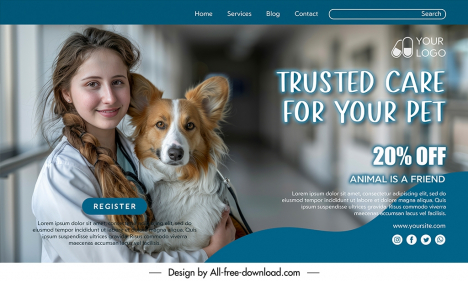 veterinary clinic  discount landing page template cute modern decor