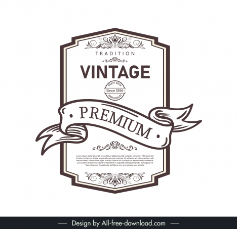 vintage label template elegant ribbon frame