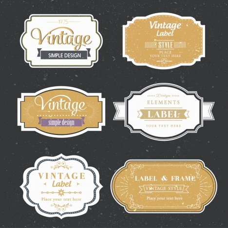 vintage labels collection flat shapes isolation