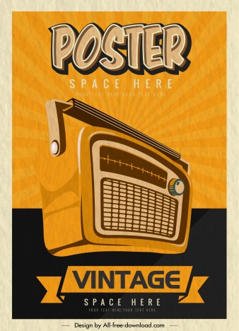 Vintage poster template old classic radio sketch vectors stock in format  for free download 666MB