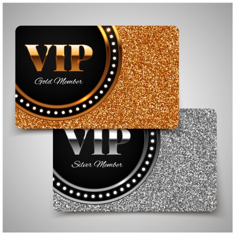 vip card vector illustration with gold silver style