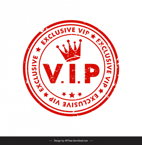 vip stamp template elegant classic crown stars decor