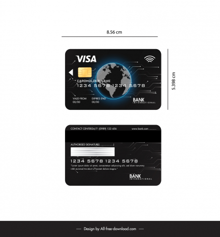 visa card design template dark global earth
