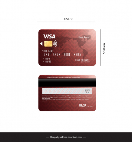 visa card design template elegant flat world map