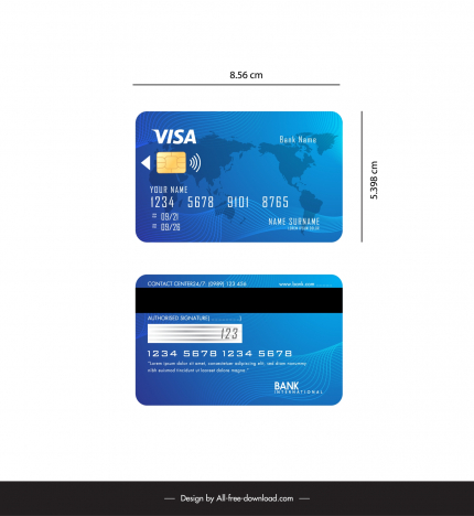 visa card design template modern silhouette world map