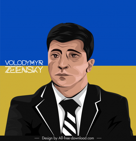 volodymyr oleksandrovych zelensky president portrait template classical handdrawn cartoon outline
