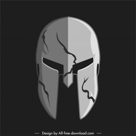 Warrior armor helmet icon dark 3d sketch vectors stock in format for ...