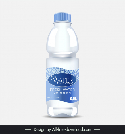 water bottle packaging template elegant oriental waves decor