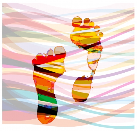 watercolored drawing of feet vector illustration