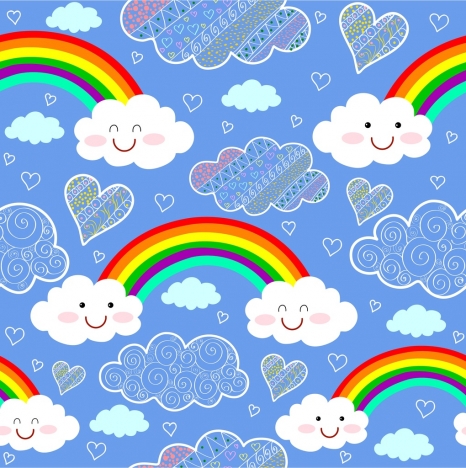 Weather background colorful rainbow stylized cloud repeating style ...