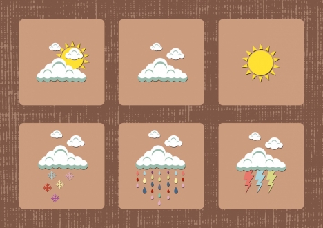 weather design elements cloud sun rain lighting icons