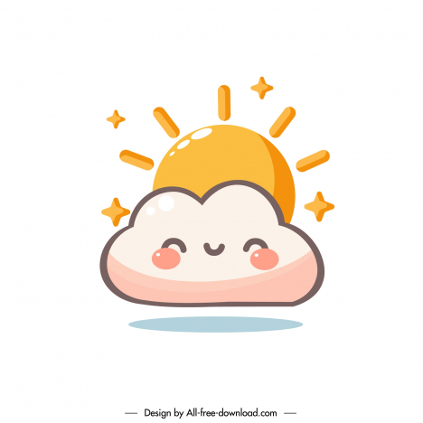 weather forecast design elements cute stylized clouds sun