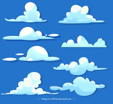 Weather forecast design elements flat clouds shapes sketch vectors ...