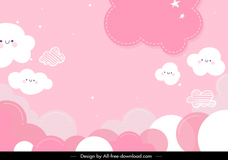 Weather pattern cute pink stylized clouds vectors stock in format for ...