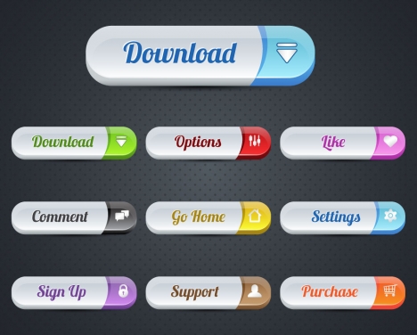 Webpage ui buttons design with rounded rectangular shapes vectors stock ...