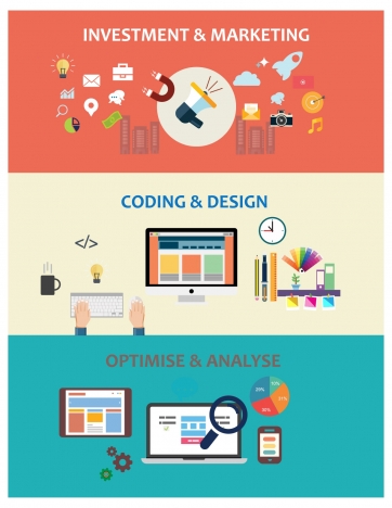 website application concepts illustration in flat colored style