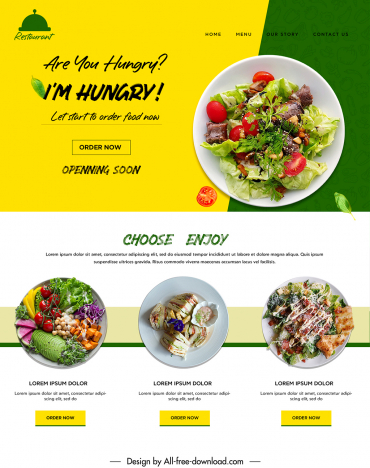 website restaurant template elegant food decoration