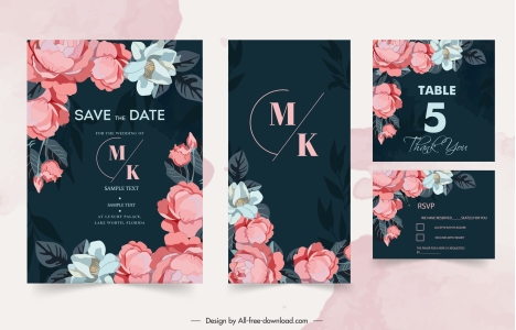 wedding card templates elegant classic floral decor