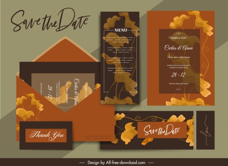 wedding cards templates classic blurred floral decor