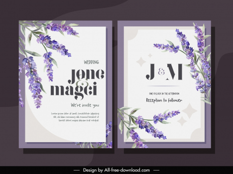 wedding invitation card template elegant lavender flowers