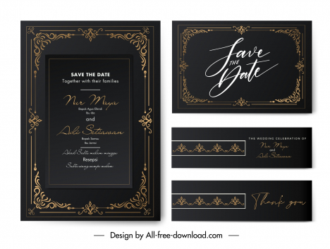 wedding invitation card templates dark luxury symmetry