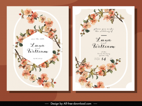 wedding invitation card templates elegant classic flowers